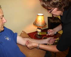 Dr. Tina Marcantel administering IV therapy